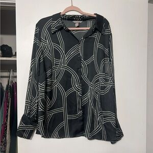H&M Satin-Like Black and White Women's Top